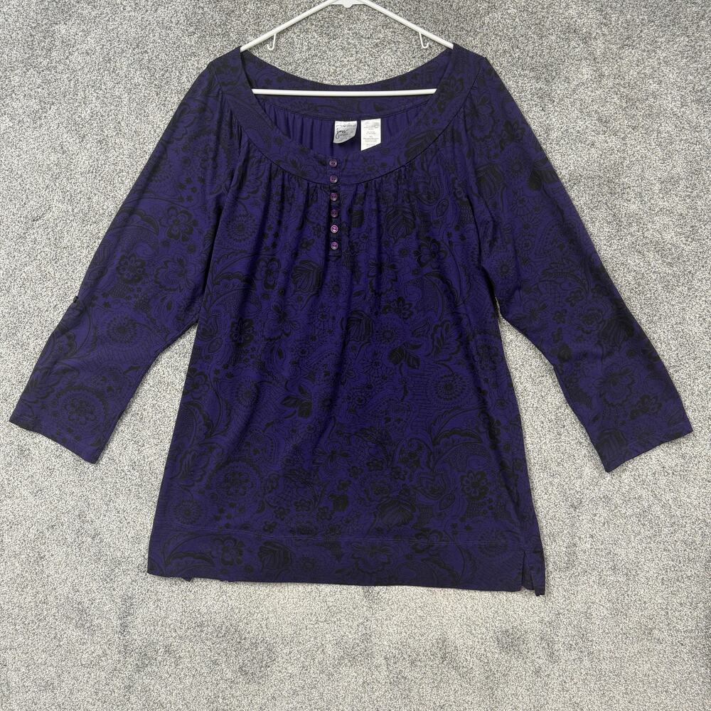 Just My Size Peasant Top 4X Plus Ornate Floral Brocade Damask Boho Whimsigoth